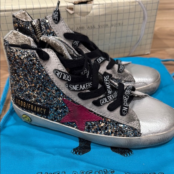 Golden Goose Kids Glitter Sneakers Silver and Pink - Main Image